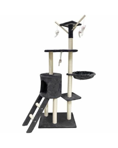 Arbre à chat Jipsy pour chats, gris foncé avec tissu et bois
