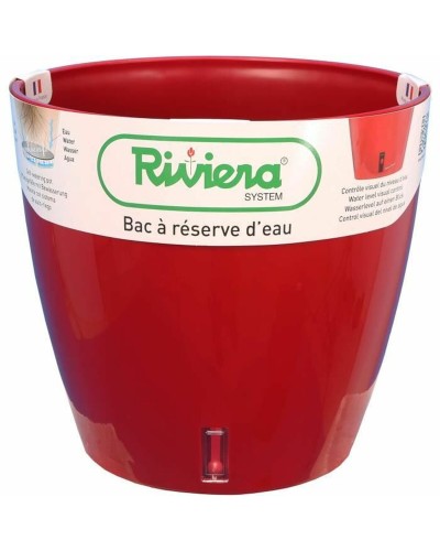 Pot Riviera à Arrosage Automatique | Rond | 36 cm Ø | Rouge | Polypropylène
