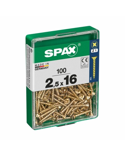 Låda med skruvar SPAX Träskruv Platt huvud (2,5 x 16 mm)