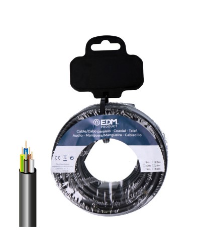 Cavo Elettrico Tubo EDM 28381 Nero, 15 Metri per Uso Industriale