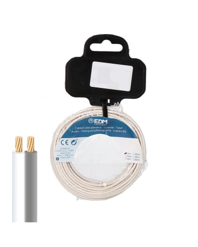 Parallelkabel EDM 28746 Wit/Grijs 2 x 0,75 mm 20 m Haspel Audio