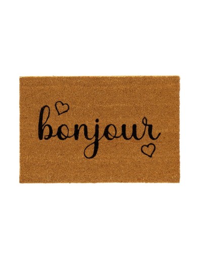 Doormat BONJOUR Brown Black PVC Coconut Fibre 60 x 40 x 1,5 cm