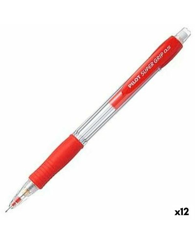 Pilot Super Grip Mechanical Pencil, Red, 0.5 mm Tip (Pack of 12)
