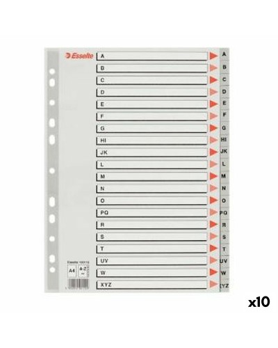 Estrattori Esselte A-Z Alfabeto Grigio per Cartelle A4, Confezione da 10