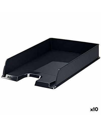 Lot de 10 corbeilles à courrier Europost Esselte, noir opaque, pour l'organisation du bureau.
