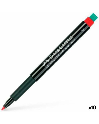 Faber-Castell Multimark 1513 F: Marcador permanente rojo, paquete de 10
