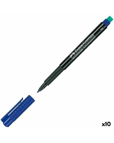 Faber-Castell Multimark 1513 F Marcatore Permanente Azzurro, Confezione da 10