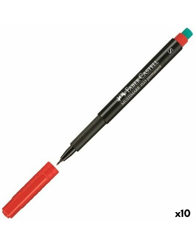 Faber-Castell Multimark 1523 M - Marcatore Permanente Rosso (Confezione da 10)