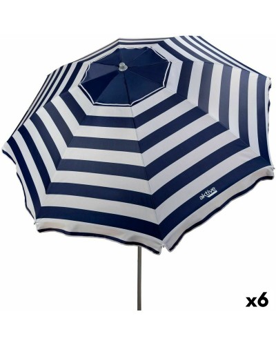 Aktive Sonnenschirm 220x209cm, Oxford-Gewebe Blau/Weiß, Stahlrahmen
