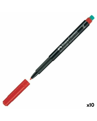 Permanente markeerstift Faber-Castell Multimark 1525 M Rood (10 Stuks)