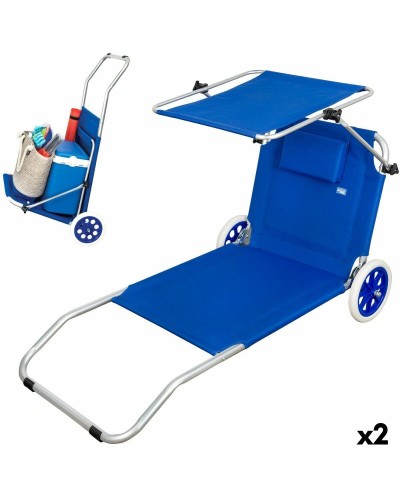 Cuna Plegable Aktive Azul con Toldo y Carrito - 2 Unidades, 62 x 62 x 117 cm

