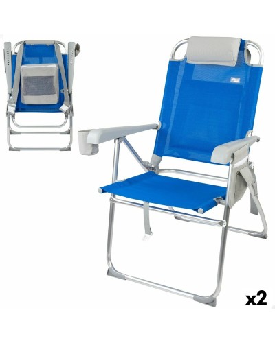 Fällbar stol med nackstöd Aktive 47 x 99 x 63 cm Blå (2 antal)