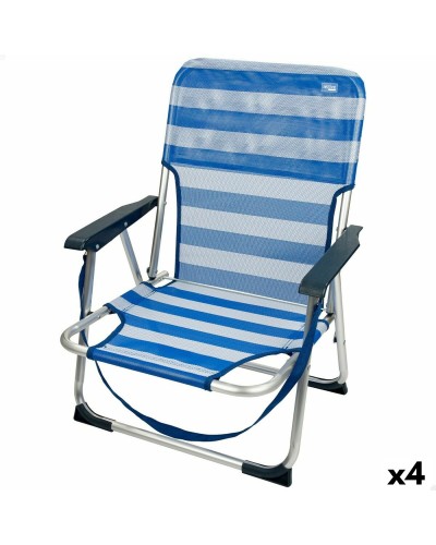 Chaise de Plage Aktive Pliante Bleue | Lot de 4 | Détente au Soleil
