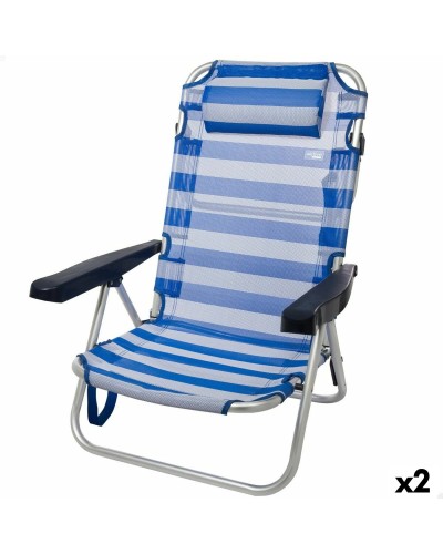 Chaise de Plage Aktive Pliante avec Coussin (2 Unités) - 48 x 84 x 46cm
