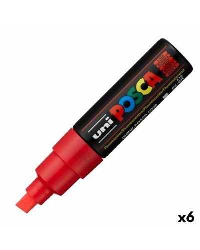 Pennarelli POSCA PC-8K: Set da 6 pennarelli in rosso per superfici dure e porose
