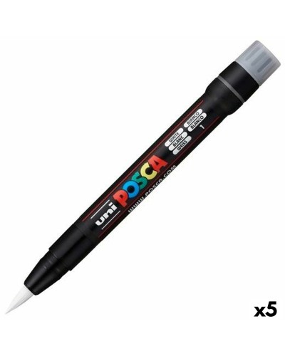 Marqueurs POSCA PCF-350 Pointe Fine 1,8-2,5 mm pour Écriture et Dessin sur Diverses Surfaces (Lot de 5, Blanc)
