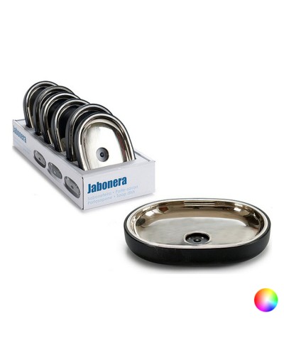 Portasapone da Parete in Acciaio Inox e Plastica, 9,5 x 2,5 x 13 cm, Argento