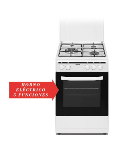 Vitrokitchen CB5535BNE : Cuisinière à Gaz 50cm, 4 Feux, Noir
