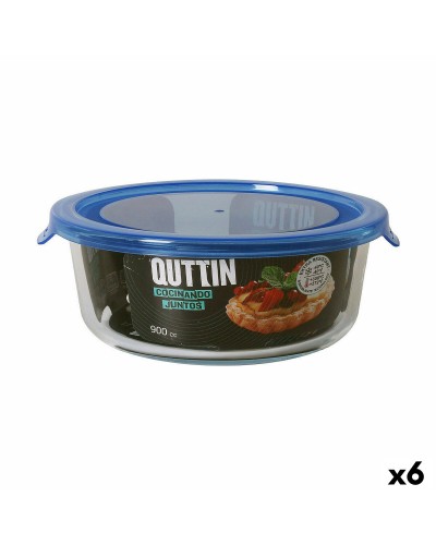 Round Lunch Box Quttin 900 ml with Lid, Light Blue (Pack of 6)
