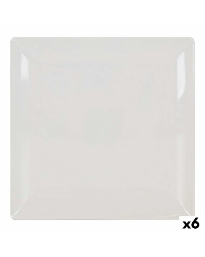 La Mediterránea Elite Plat à Four Carré en Céramique Blanche | 30 x 30 x 2,5 cm | Lot de 6
