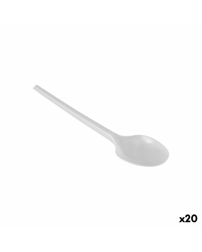 Set of 20 Algon White Reusable Spoons, Ideal for Hotels
