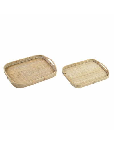Rattan Tabletts Braun DKD Home Decor (2 Stück) | 51,5 x 36 x 7,5 cm und 44,5 x 31,5 x 6 cm
