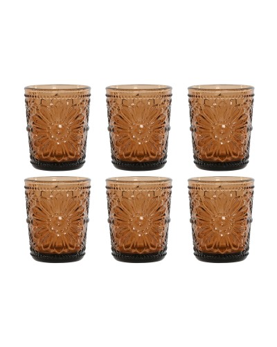 Ensemble de 6 Verres Ambrés ESPRIT en Cristal pour Eau ou Jus
