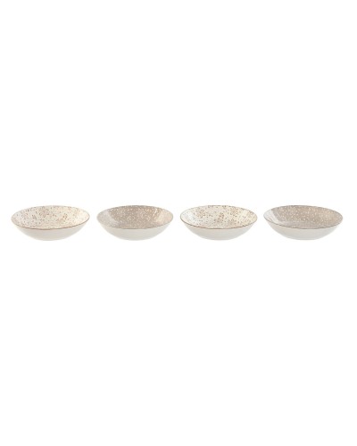 Set de Platos Home ESPRIT Marrón Beige Porcelana 20 x 20 x 4 cm