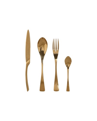 Ruokailuvälineet Home ESPRIT Kullattu Ruostumaton teräs 2 x 1,5 x 25,5 cm 16 Kappaletta