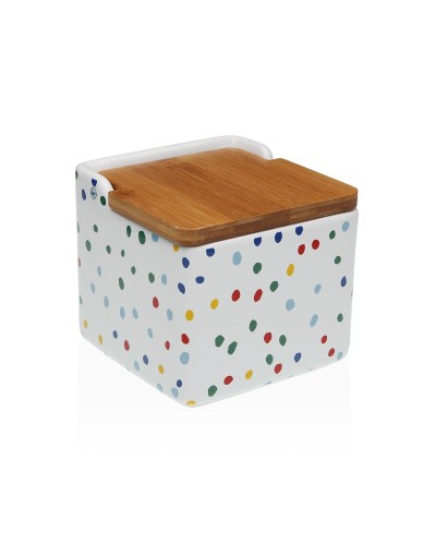 Zoutvaatje met deksel Versa DOTTY Keramisch Dolomite 12,2 x 11,5 x 12,2 cm