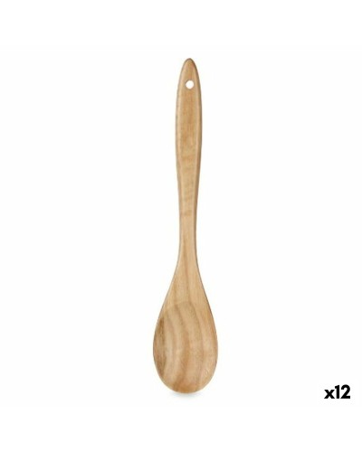 Cucharón de Madera Natural (7 x 35 x 2 cm) | Ideal para Cocina y Restauración (Paquete de 12)
