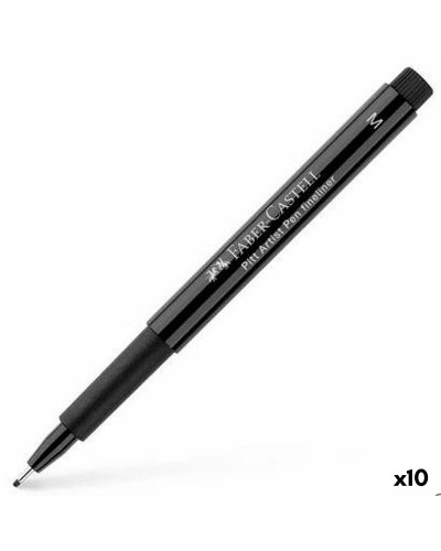 Faber-Castell Pitt Artist Black Permanent Markers (Pack of 10) for Drawing and Writing
