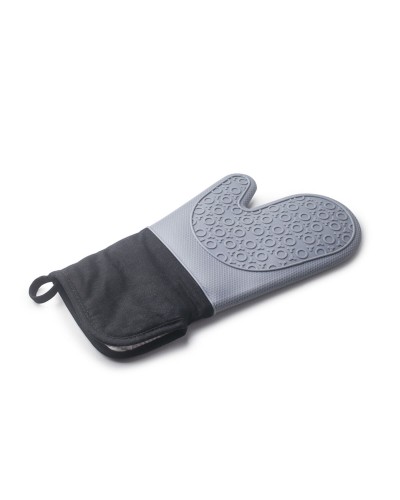 Ibili Ofenhandschuh Hitzebeständig aus Stoff und Silikon (33,5 cm) - Schwarz und Grau
