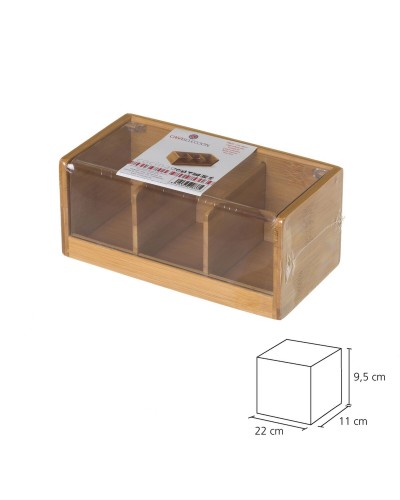 Box for Infusions Transparent Natural Bamboo 22 x 11 x 9,5 cm