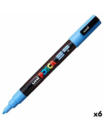 Merkkarikynä/huopakärkitussi POSCA PC-3M Taivaansininen (6 osaa)