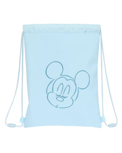 Mochila Mickey Mouse Bebé Azul Claro - 26x34 cm - Cordones
