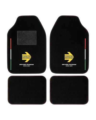 MOMO Car Floor Mats Universal Rubber Black - 4 Piece Set - Anti-Slip
