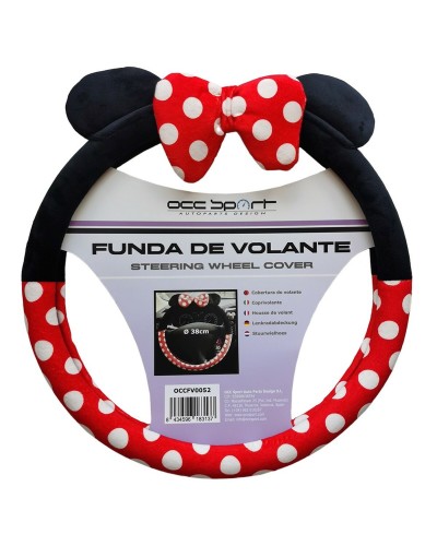 Funda de Volante OCC Motorsport Negro Costuras Rojas - Diámetro 38cm - Deportivo y Antideslizante
