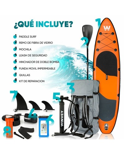 Winvey SUP-O Orange: Inflatable Paddle Surf Board with Accessories
