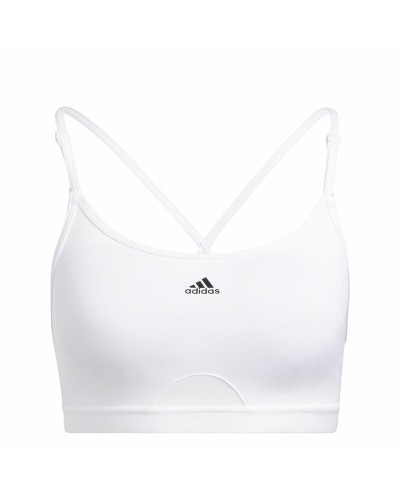 Adidas Aeroreact Sports Bra LS White - Medium Support, Breathable
