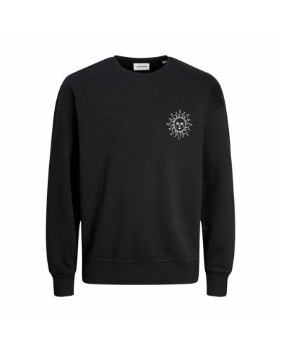 Jack & Jones Men's Sweatshirt Jmmystic Black - Basic Cotton Crew Neck
