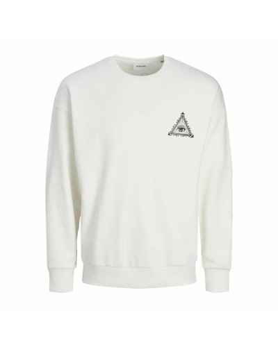 Jack & Jones Jjmystic Sudadera para Hombre: Blanco/Marrón, Sin Capucha
