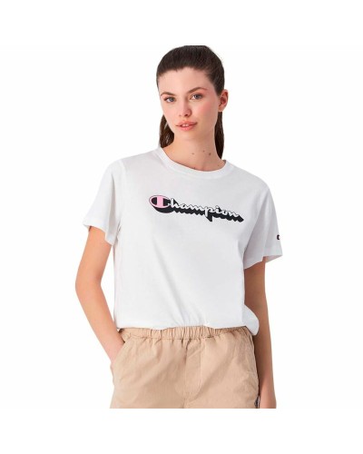 Champion T-shirt Femme Manches Courtes Coton Logo Sport Décontracté
