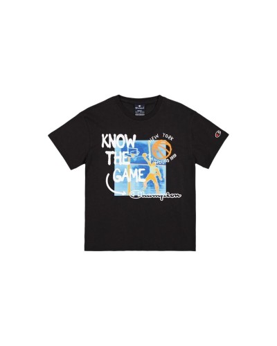 Champion Maglia Sportiva Nera Maniche Corte - Ideale per Allenamento
