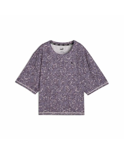 T-shirt med kortärm Dam Puma Train Favorite Aop Crop Mujer Purpur