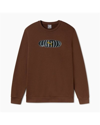 Herensweater zonder Capuchon Puma Essentials+ Graphic Crew Fl Hombre Bruin