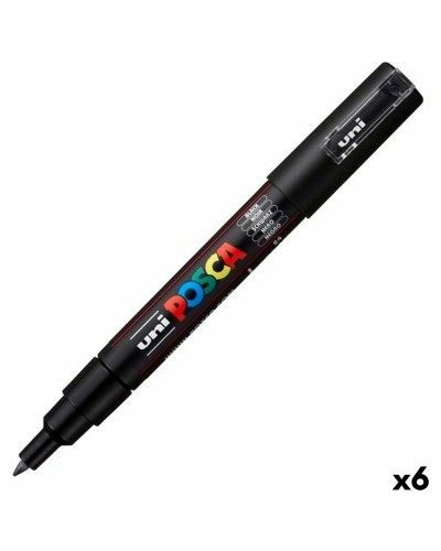 Rotulador POSCA PC-1M Negro Punta Fina (Set de 6) para Artistas y Creativos
