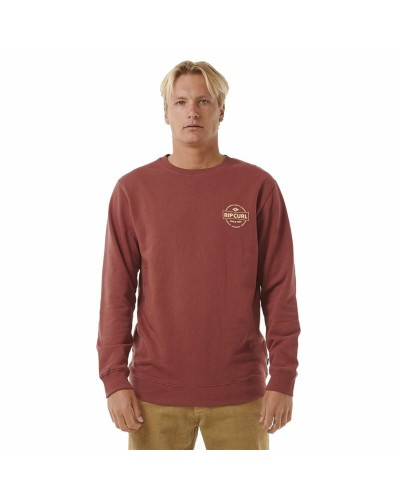 Rip Curl Stapler Crew Herren Sweatshirt Braun - Gebürstete Baumwolle Komfort
