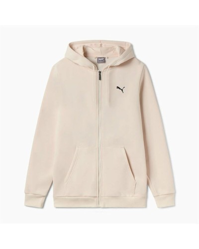Puma Essentials+ Men's Fleece Hoodie with Zip Beige - Graphic Hoodie FZ
