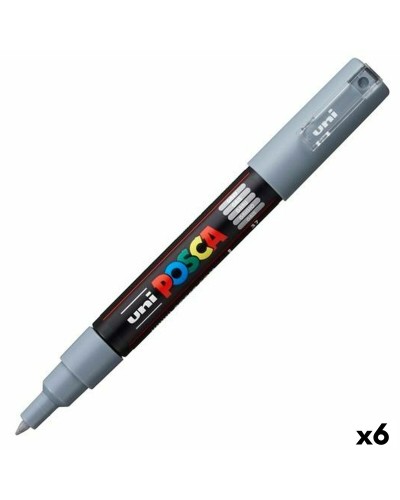 Rotuladores Posca PC-1M Gris, Paquete de 6 para Artistas y Creativos
